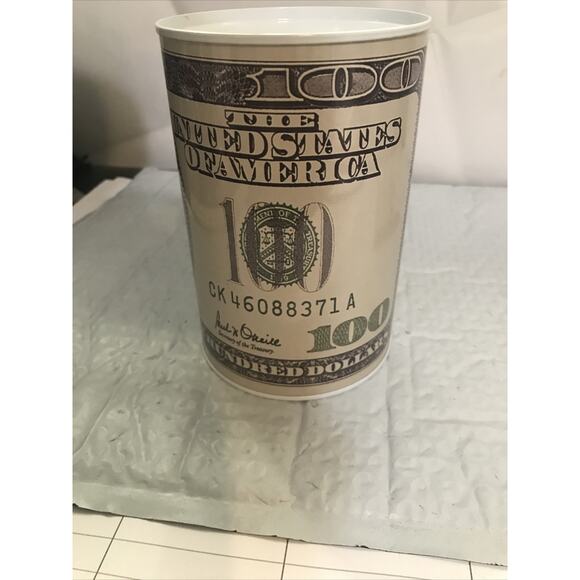 Ben Franklin Hundred Dollar Bill Money Coin Saver Tin Money Savings Piggy Bank - Picture 4 of 10